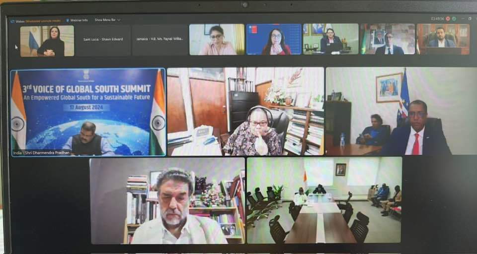 Hon. Octavia Alfred, Minister of Education of the Commonwealth of Dominica participated at the Education Ministers' Session at the 3rd Voice of Global South Summit held in virtual mode on August 17, 2024. 